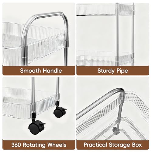 3 Tier Rolling Cart with Lockable Wheels, view 5