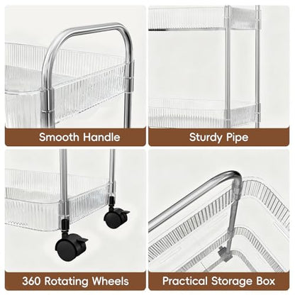 3 Tier Rolling Cart with Lockable Wheels, view 5