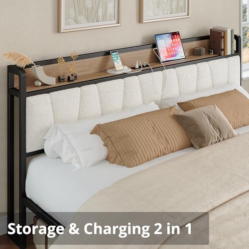 King Bed Frame Storage Headboard Charging, view 4