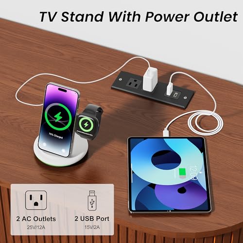 55 Inch Mid Century Modern TV Stand with Power Outlet for TVs up to 60 Inch, Entertainment Center with Storage and Adjustable Shelves, Media Console with Sliding Doors for Living Room(Walnut)