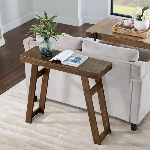 Lawas Solid Wood Console Table - 36 Inch Modern Farmhouse Small Entryway Table - Easy Assembly Living Room Furniture for Behind The Couch, Entryway, or Hallway (Brown)