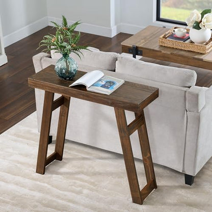 Lawas Solid Wood Console Table - 36 Inch Modern Farmhouse Small Entryway Table - Easy Assembly Living Room Furniture for Behind The Couch, Entryway, or Hallway (Brown)