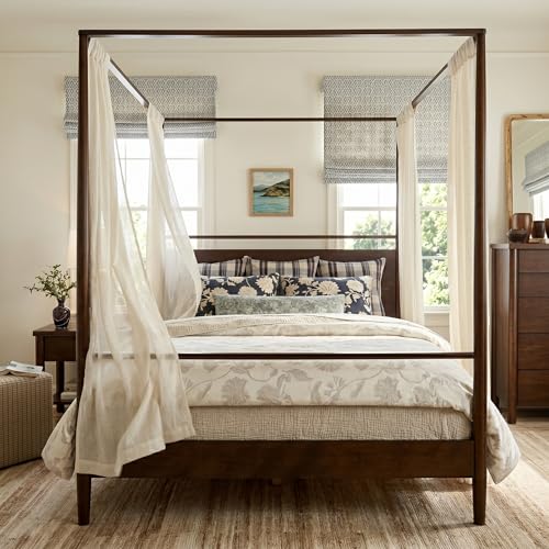 LUMISOL Canopy Bed Frame Queen, Solid Wood Canopy Bed Frame with Four Poster, view 2