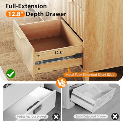 Fluted 9 Drawer Dresser for Bedroom, Wood Dresser with Rounded Edges, view 6