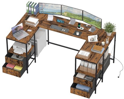 67" U Shaped Computer Desk, Reversible L Shaped Gaming Desk, view 2
