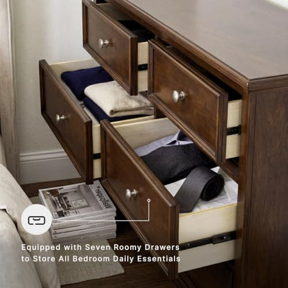 Signature Design by Ashley Traditional 7 Drawer Dresser, Dark Cherry, view 6