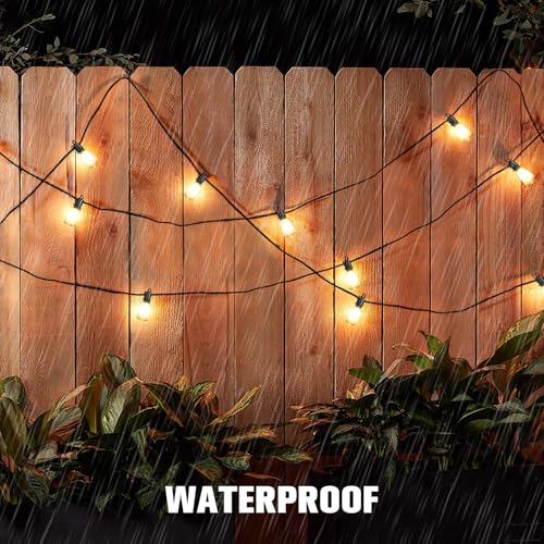 60FT Solar String Lights Outdoor Waterproof with Remote,Shatterproof ST38 20 LED Bulbs,2700K Dimmable Solar Lights Outdoor,Outside Hanging Lights for Patio,Garden,Camping,Deck,Backyard Decor