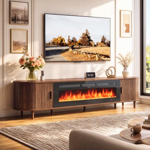 MXV 90" Fireplace TV Stand with Electric Fireplace, view 4