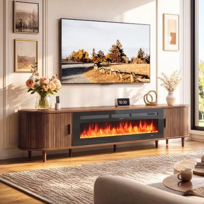 MXV 90" Fireplace TV Stand with Electric Fireplace, view 4