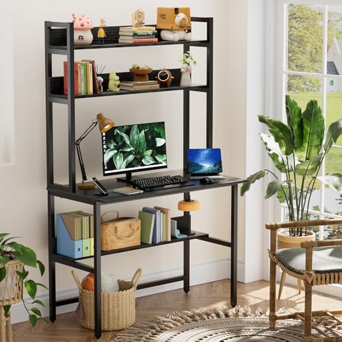 40 Inch Desk with Hutch, Computer Desk with Shelves, view 3