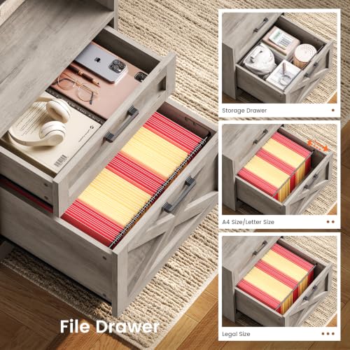 63" Executive Office Desk with 5 Drawers, Grey, view 5