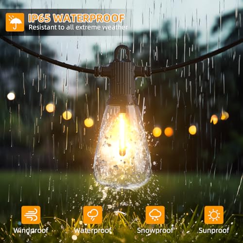 LED Outdoor String Lights, 500FT Outside Waterproof Hanging Patio Lights with 250+10 Shatterproof ST38 Edison Bulbs, 2700K Warm White, Dimmable Light for Back Yard Porch Party Gazebo Bistro