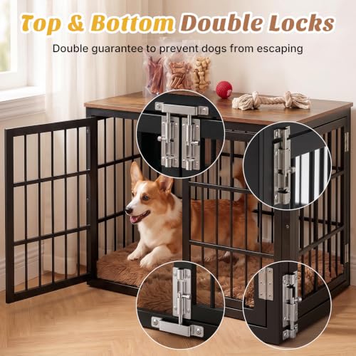 Dog Crate Furniture 42 Inch Indoor Crate for Large Dog Wooden Kennel, view 4
