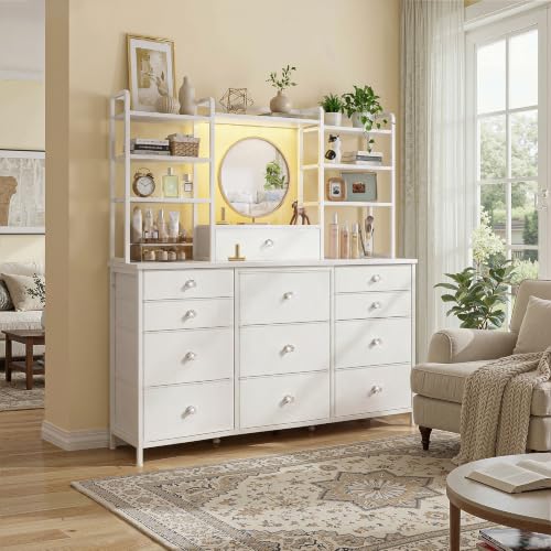 White Dresser for Bedroom with RGB LED Lights, Vanity Organizer, view 7