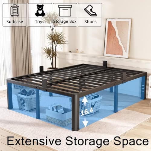 18 Inch Full Bed Frame with Rounded Corner and Headboard Hole Mattress, view 6