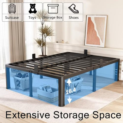 18 Inch Full Bed Frame with Rounded Corner and Headboard Hole Mattress, view 6