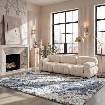 SAFAVIEH Horizon Shag Rug 9'x12', Soft Plush Modern Grey & Blue HZN890G, view 2
