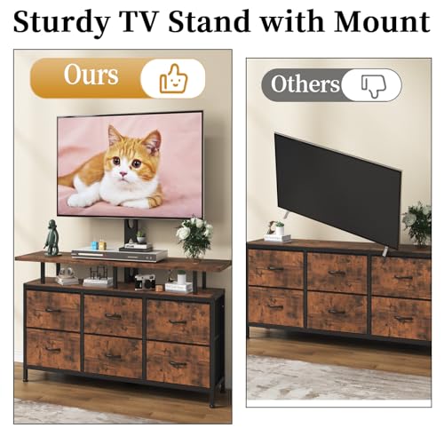 Rustic Brown TV Stand with Mount for 32/45/55/60/65/75 inch TVs, view 6
