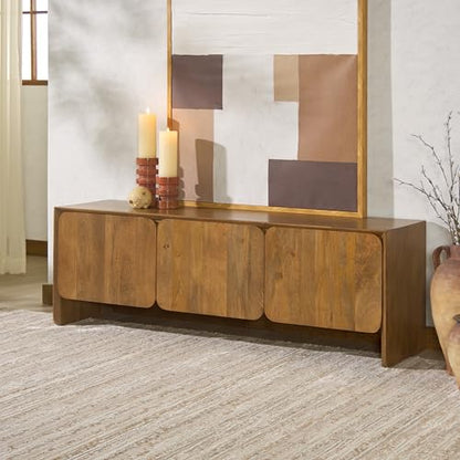 SAFAVIEH Couture Collection Grigorio Modern Brown Solid Wood 3-Door Sideboard, view 3