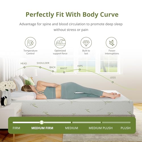 EGOHOME 8 Inch Twin Mattress Medium Firm, Green Tea Memory Foam Mattress, view 5
