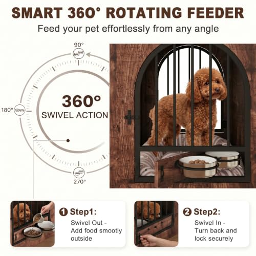 31.5'' Wood Dog Crate Furniture for Small/Medium Dogs, Rustic Brown, view 6