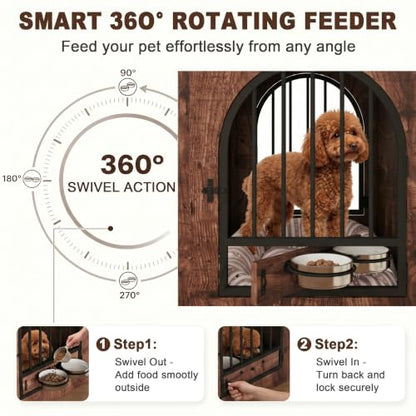 31.5'' Wood Dog Crate Furniture for Small/Medium Dogs, Rustic Brown, view 6