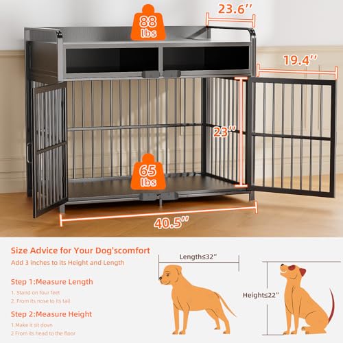 Large Dog Crate Furniture with Drawers Storage, view 3