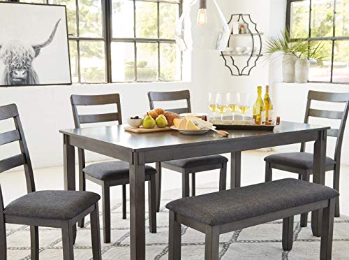 Signature Design by Ashley 6-Piece Dining Table Set with Bench, Gray, view 3