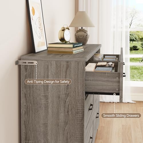 Farmhouse 6 Drawer Dresser for Bedroom, view 7
