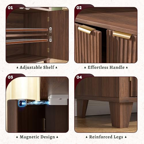 Arched Bookshelf, 6-Tier Storage Arched Cabine, Walnut, view 6