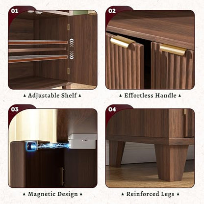 Arched Bookshelf, 6-Tier Storage Arched Cabine, Walnut, view 6