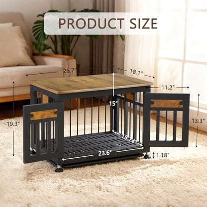 Dog Crate Furniture，26" Dog Kennel Furniture with Indestructible Metal, view 4