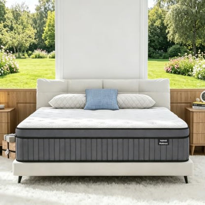 Twin Size Mattress, 12 Inch Hotel Level Hybrid Mattress in a Box, Medium, view 2