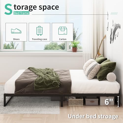 8 Inch Full Bed Frame with Heavy Duty Steel Slat Support, view 4