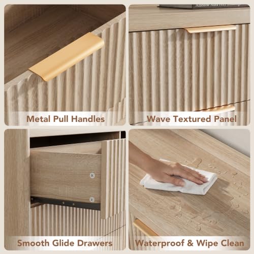 6 Drawer Dresser for Bedroom, Fluted Dressers with Rounded Edge & Raised Lip Top, view 7