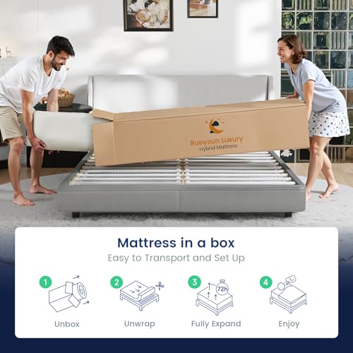 King Size Mattress, 14 Inch Medium Firm Hybrid King Mattress in a Box, Strong Edge Support, Motion Isolation, with 7-Zones Pocket Springs, Fiberglass-Free, Pressure Relief, CertiPUR-US