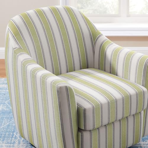 Swivel Accent Chair, Swivel Barrel Chair Modern Upholstered Round Armchair, Comfy Club Reading Chairs for Adults, Reading Accent Chairs for Living Room, Bedroom, Office (Green Stripe)