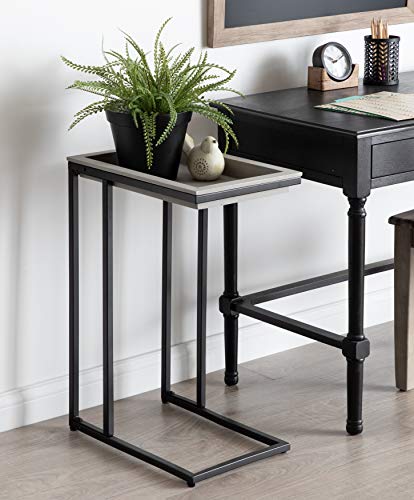 Lockridge Modern Farmhouse Side C-Table, 18.5" x 12" x 26.75", Rustic Gray and Black