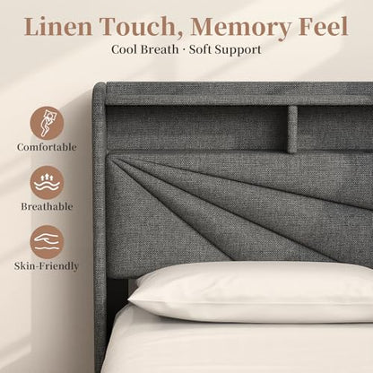 Queen Bed Frame with Storage Headboard, view 7