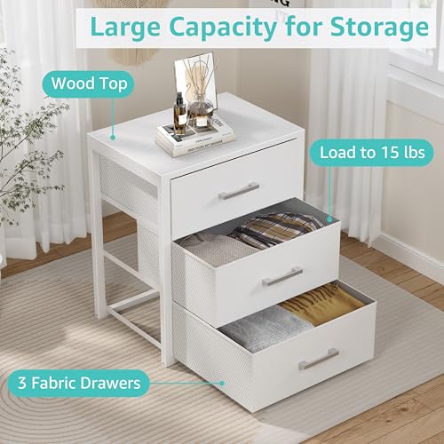 Closet Drawers White Fabric 3 Drawer Small Dresser for Closet Organizers, view 6