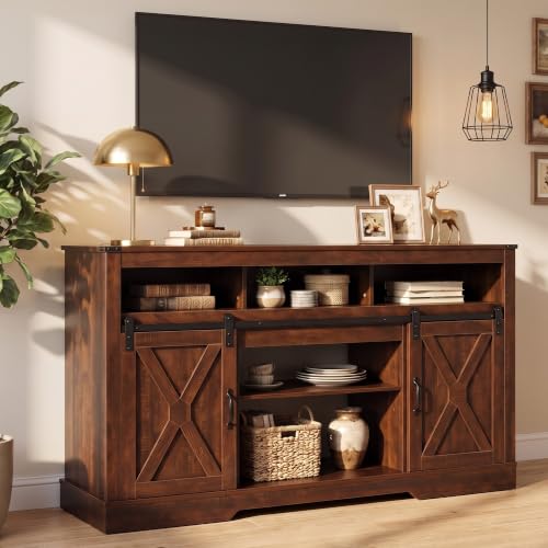 Farmhouse TV Stand for 65 Inch TV, 34" Tall Entertainment Center, view 2
