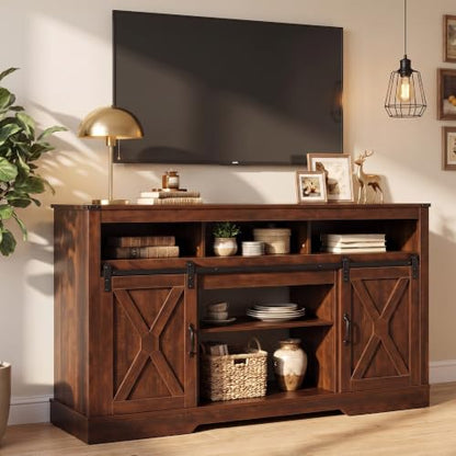 Farmhouse TV Stand for 65 Inch TV, 34" Tall Entertainment Center, view 2
