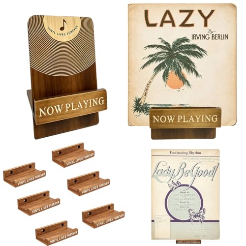 Vinyl Record Wall Mount 6PCS & Now Playing Vinyl Record Stand Set, view 2