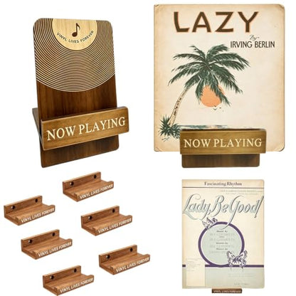 Vinyl Record Wall Mount 6PCS & Now Playing Vinyl Record Stand Set, view 2