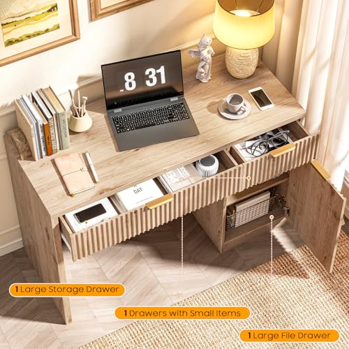 Farmhouse 47" Fluted Executive Desk with Drawers, view 4