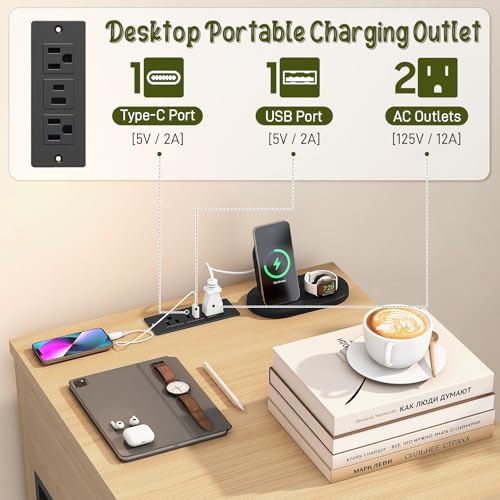 Modern Dog Crate Furniture with Charging Station, view 8