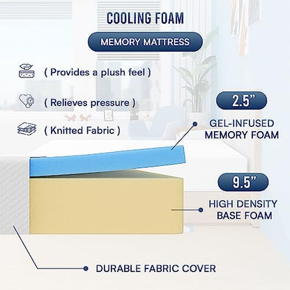 | 12 Inch King Mattress | Medium Firm | Gel Memory Foam | White, view 5