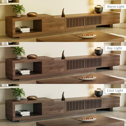 94.48" Mid Century Modern TV Stand for TVs up to 70"-90",Tv Console with 4 Storage Cabinets, Media Furniture for Living Room or Bedroom,Walnut (78.54“ to 103")
