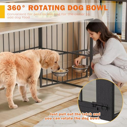 72" Furniture-Style Dog Crate for 2 Dogs with LED Light, TV Stands, view 8