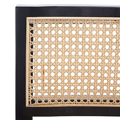 SAFAVIEH Home Collection Seika Black and Natural Rattan 25-inch Counter Stool